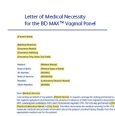 Letter of Medical Necessity Template for the BD MAX™ Vaginal Panel